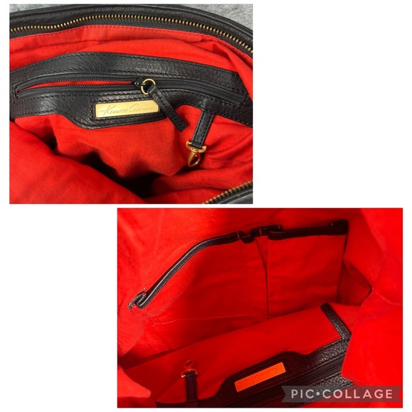 Large Black Leather Crossbody Kenneth Cole New York Fold Over Messenger Bag Sack - Picture 12 of 17